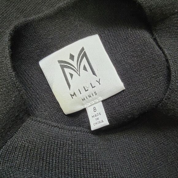 Milly Minis Feathered Hem Dress Size 8 Girls Black Sleeveless - Picture 5 of 8